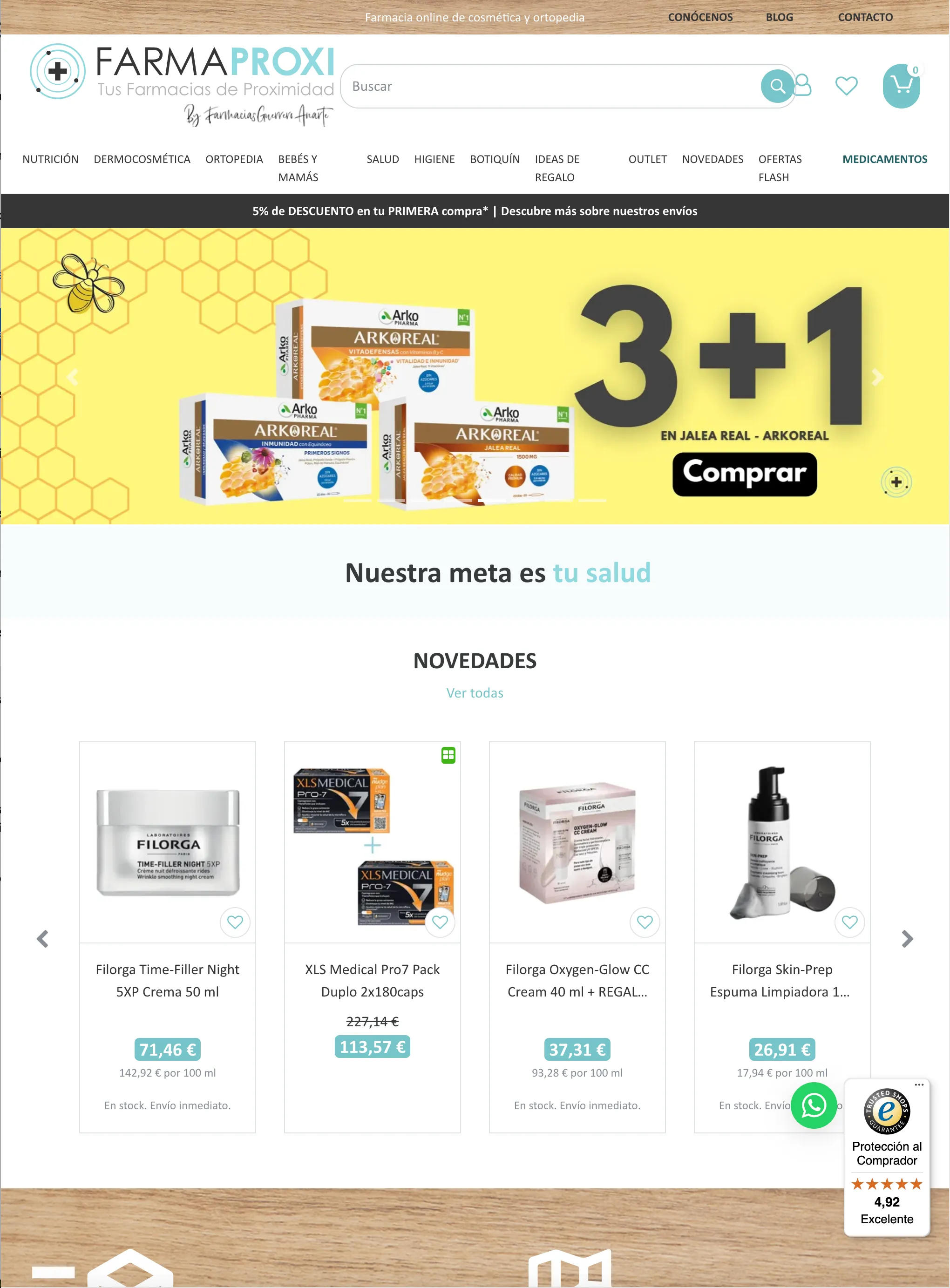 Tienda online de Farmaproxi, creada con Kit Digital sobre OpenTiendas