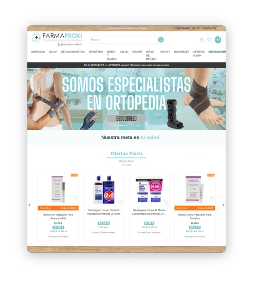 Captura de la tienda online de Farmaproxi