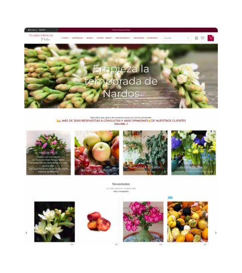 Captura de la tienda online de Flores Frescas Online
