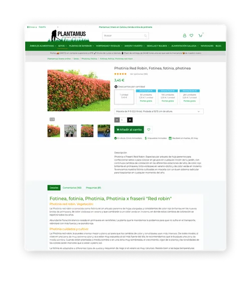 Captura de la tienda online de Plantamus