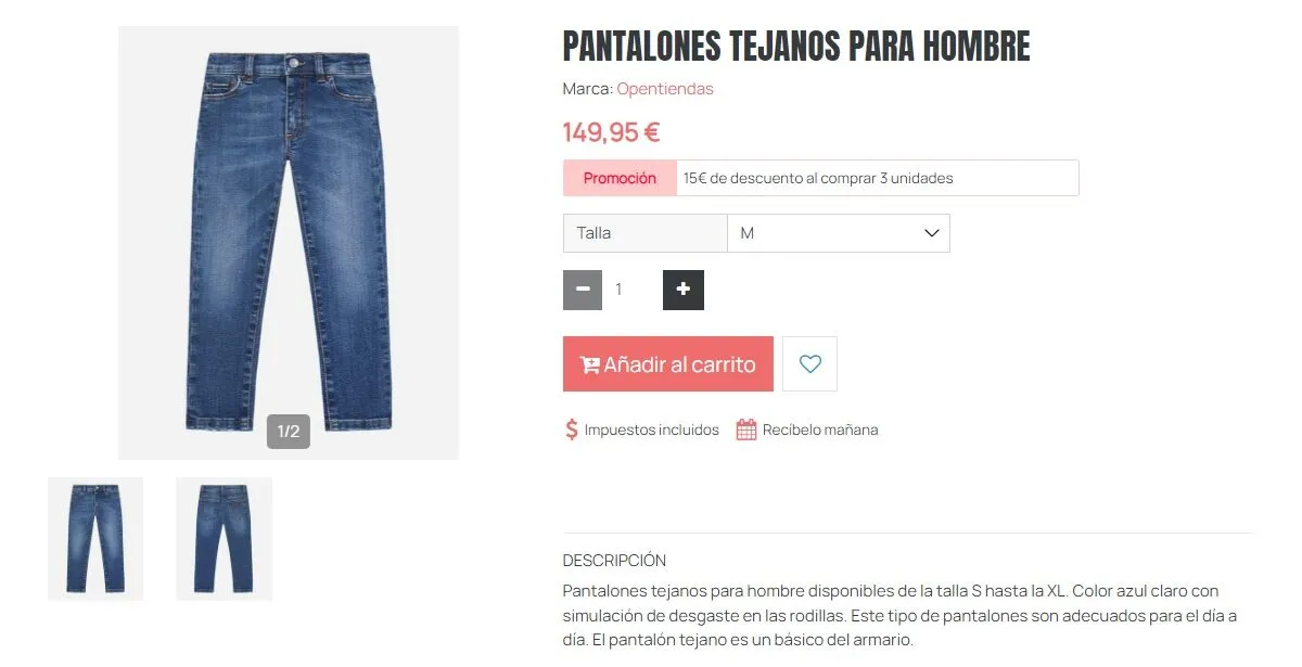 Ejemplo de promoción automática mostrando un descuento por comprar varias unidades