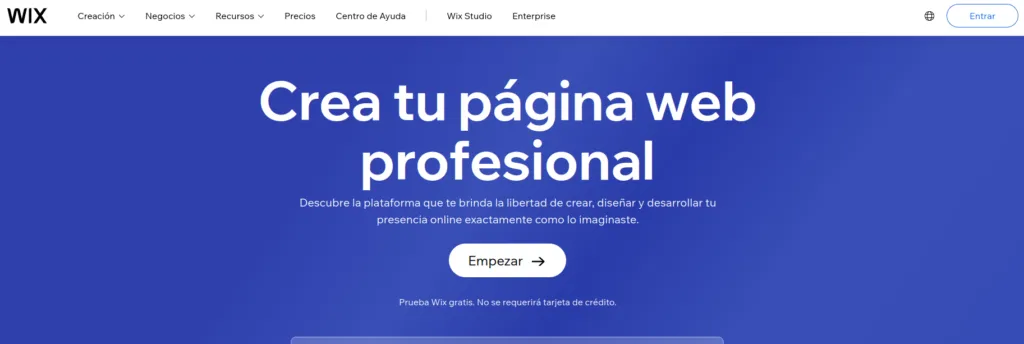 Página de inicio de Wix