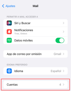 Captura configuración correo Iphone 1