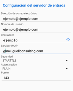 Configuración correo IMAP Android 4