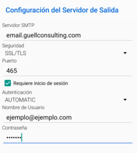 Configuración correo IMAP Android 5